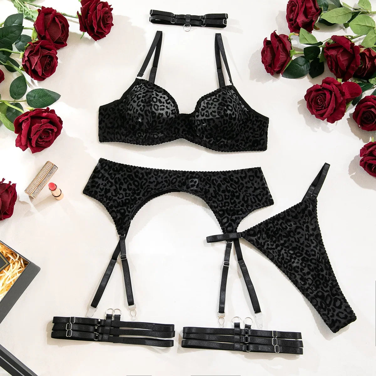 Sexy Leopard Printed Bra Thong Sets Hot Sexy See Through Lingerie Set ...